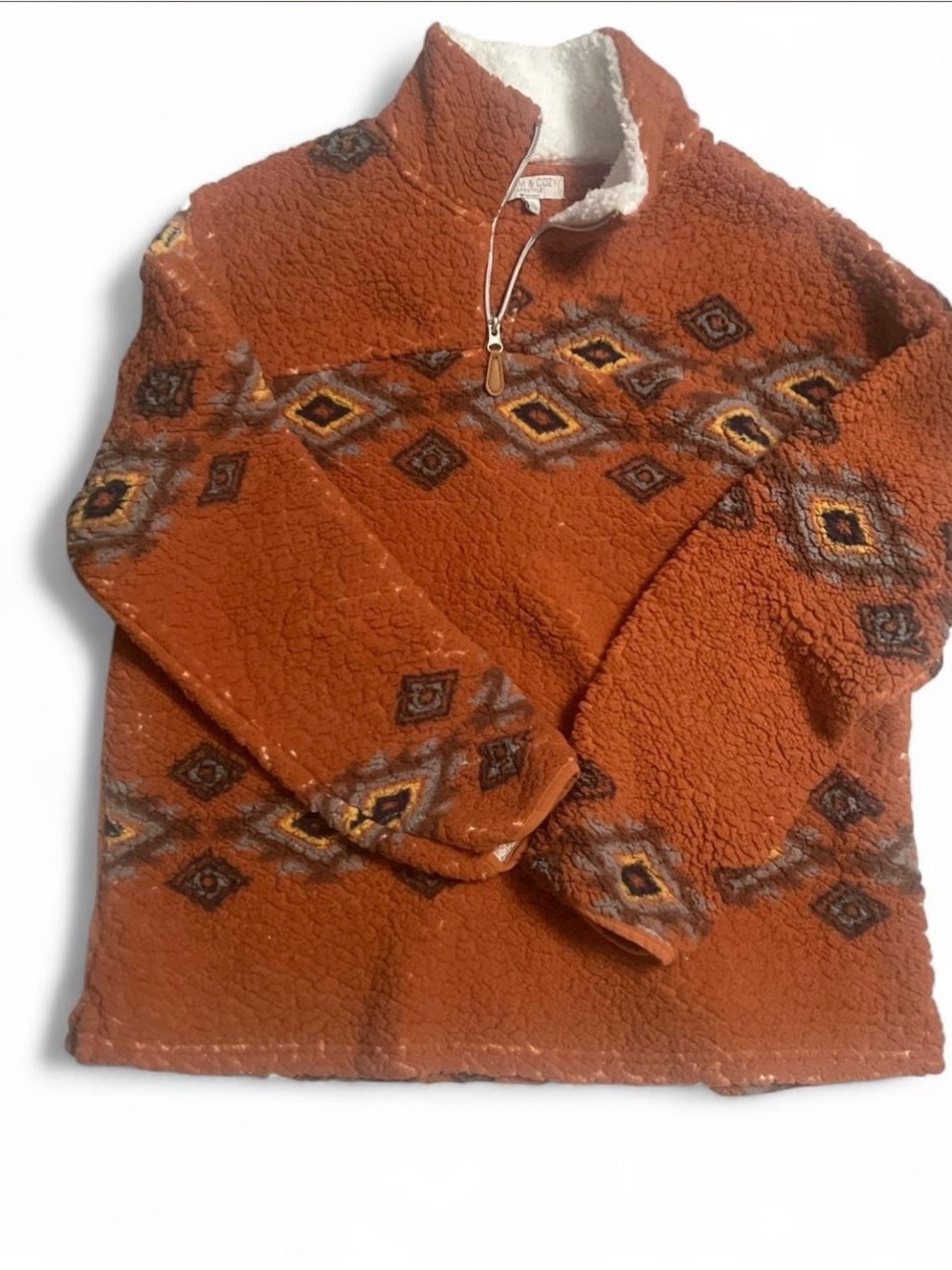 Women's Rust Sherpa Quarter-Zip Jacket #granolagirl #aztec